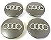 Produktbild Set von vier Alufelgen Mittelnabe Kappen Grau Abdeckung Abzeichen 68 mm passend für Audi