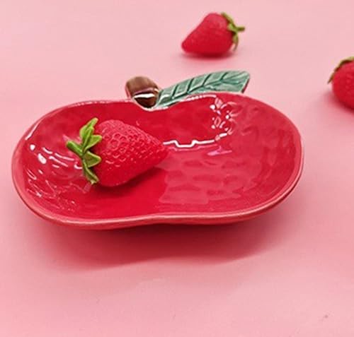 Miniatura 3 de 123Arts 4 platos de cerámica con forma de manzana para condimentos, platos de salsa y aperitivos