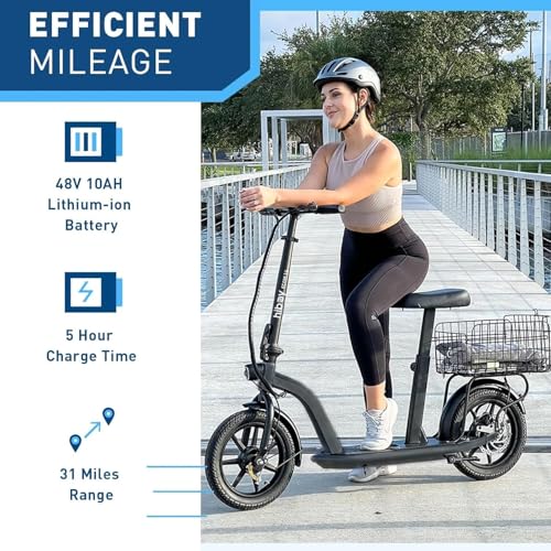 Image of Hiboy VE1 PRO /ECOM 14 Electric Scooter - 500W /450W Motor Electric Scooter for Adults - 16 inch /14 inch Pneumatic Tires - 31 Miles Long Range & 23 /22Mph Folding Commuter Escooter