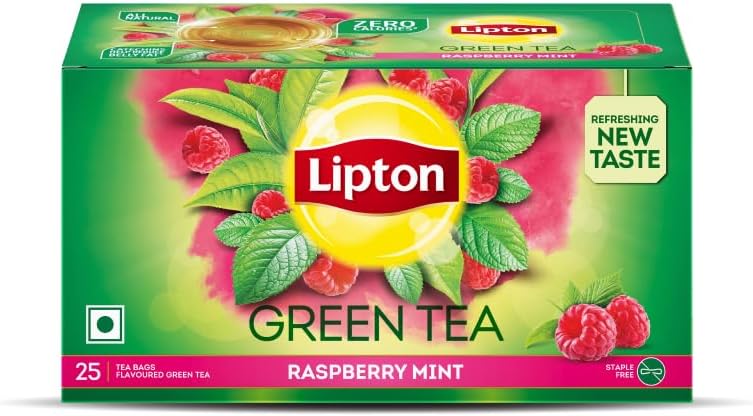 Raspberry Mint I 25 Tea Bags I Tasty Green Tea I Reduce Bally Fat