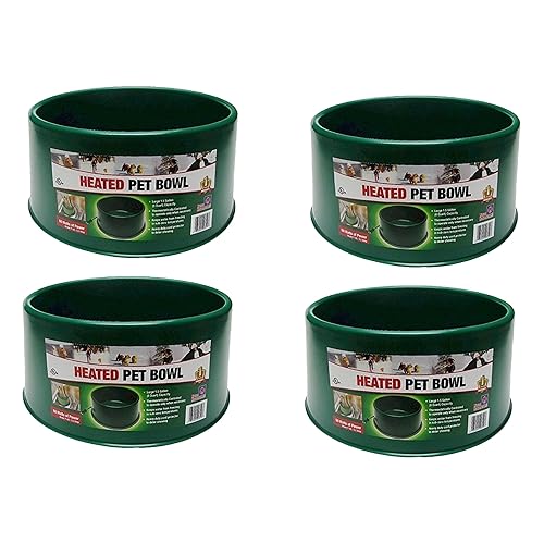 FI Farm Innovators 4-Pack P-60 1.5 Gallon Thermostatic Heated Cat Bowls with Anti-Chew Cord Protector