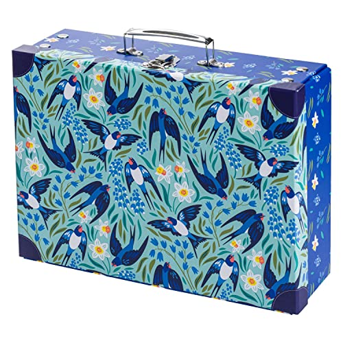 Mallette pour enfants pour jouets et fournitures scolaires, mallette en carton, mallette à jouets, mallette de jeu, valise pliable pour enfant, valise pliante avec poignée en métal, Hirondelles Cover