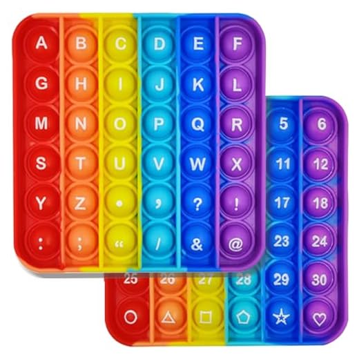 2 in 1 Fidget Toys, ABC Learning and Educational Toys, Poppers Fidget Toys, Stress Relief, Autism Sensory Toys [26 Letters on One Side | Numbers 1-30 on The Other Side] (1 Pack)