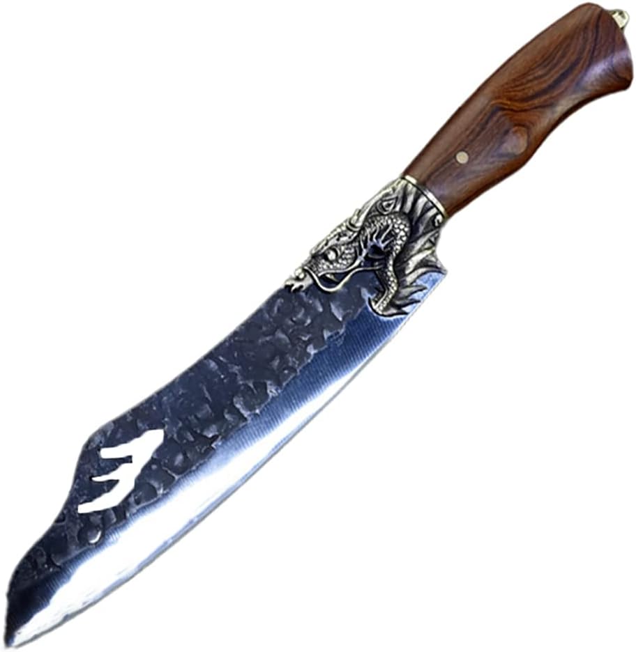 Meat Cleaver Knife, 8 Inch Outdoor Hunting Boning Machete Knife Camping Viking Knife 7Cr17MoV Steel Handmade Forged Butcher Fish Cleaver (Color : Knife, Size : 8 inch)