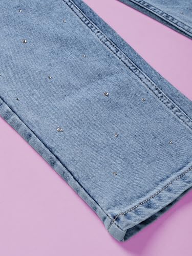 Image of KiddoPanti Girls Solid Waist Elasticated Straight Fit Jeans