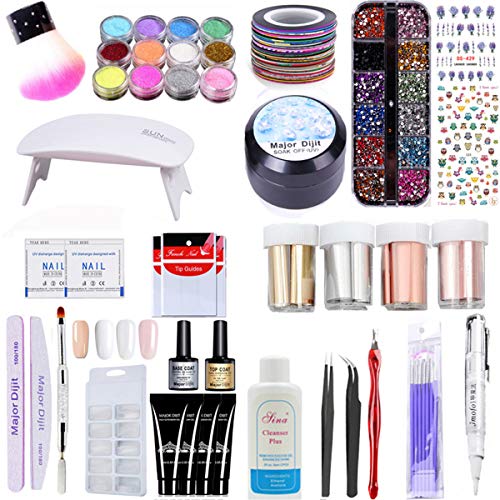 Kit profesional de uñas de gel de uñas de gel de uñas de gel de poli para extensión de uñas de gel de uñas Kit de extensión de uñas de dedo UV LED acrílico gel constructor Cover