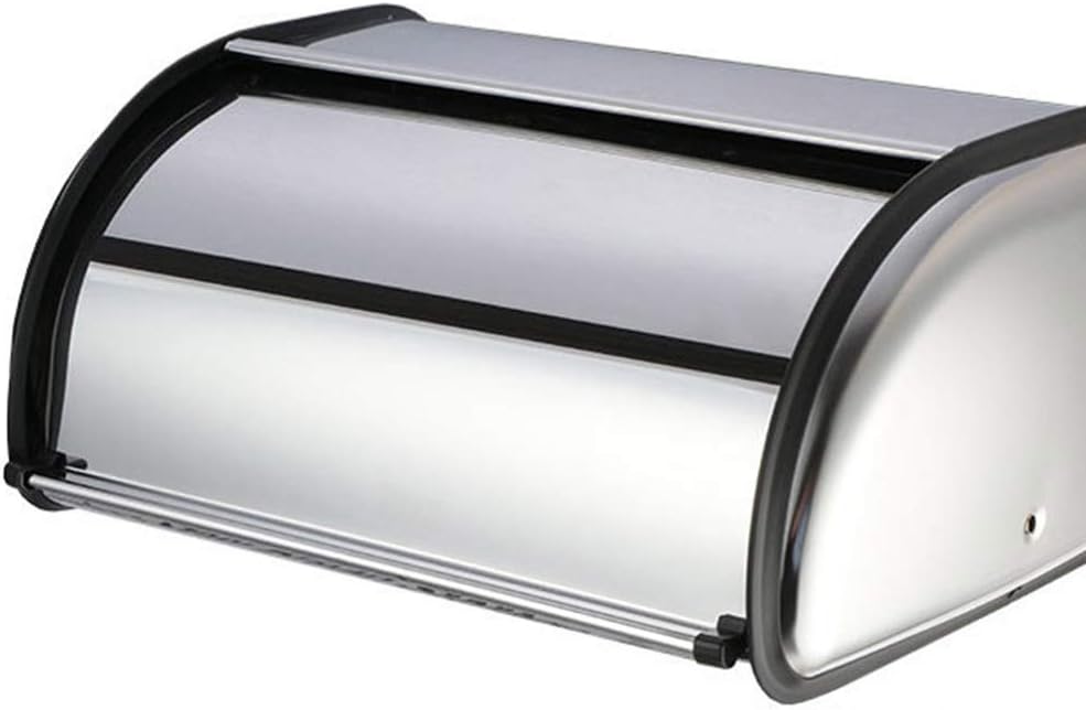 Garneck Stainless Steel Bread Box Roll Top Bread Box Storage Bin for Kitchen Metal Bread Bin Bread Storage Bread Holder (Silver)