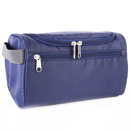 Neceser Impermeable,AIDUE Bolsa De Aseo Bolsa De Viaje Bolsa de cosmético Maquillaje Organizador con Gancho Consistente Para Hombres/Mujeres/Niños (Azul Oscuro)