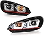 [For 2010-2014 Volkwagen MK6 Golf GTI VW Jetta Sportwagon Halogen Model] OLED Neon Tube Black Projector Headlight Headlamp Assembly, Driver & Passenger Side
