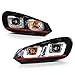 [For 2010-2014 Volkwagen MK6 Golf GTI VW Jetta Sportwagon Halogen Model] OLED Neon Tube Black Projector Headlight Headlamp Assembly, Driver & Passenger Side