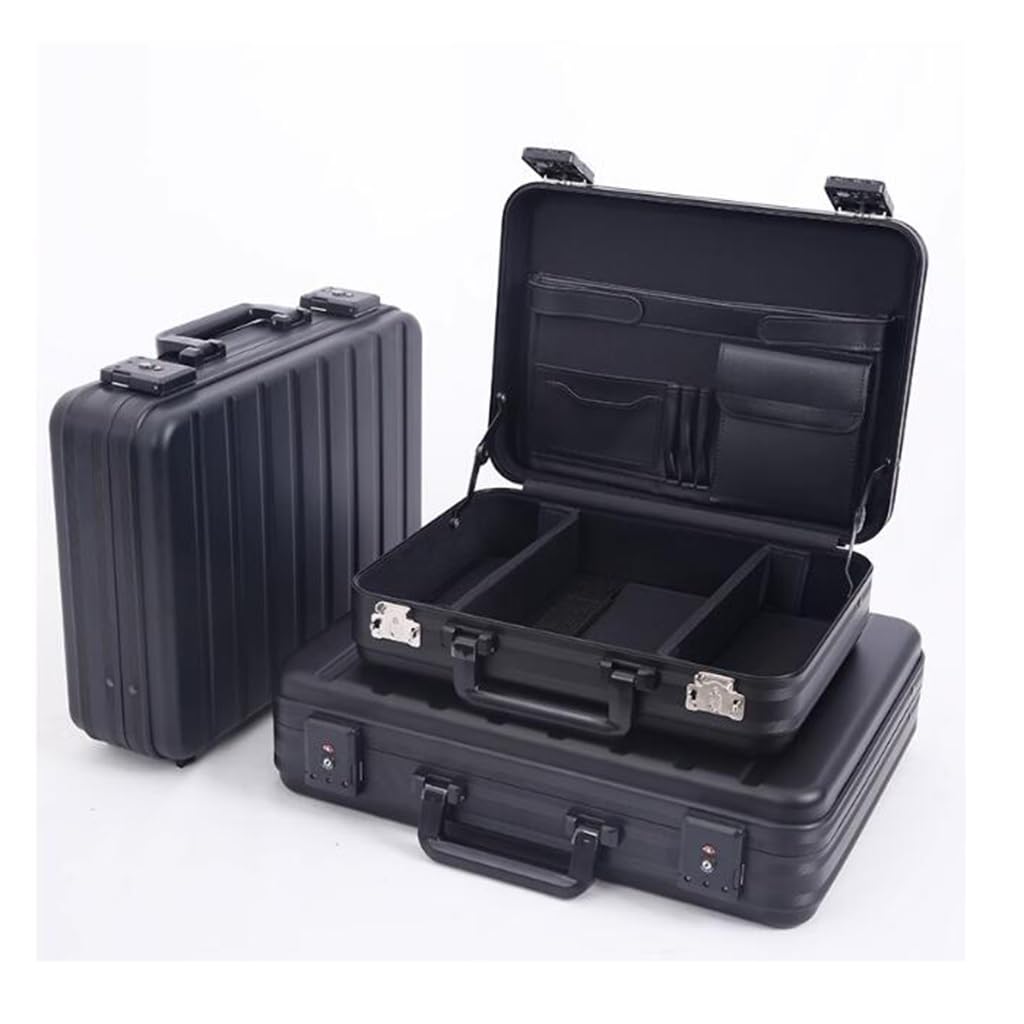 Koffer aus Aluminiumlegierung, Kombinationsbox, Aktentasche, Metall-Werkzeugkasten, medizinisches Set, Aluminiumsafe (schwarz, 27,9 cm)