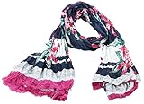  MARC AUREL Schal Pailletten Fransen Blumen Allover Druck Multicolor
