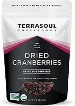 Terrasoul Superfoods Organic Dried Cranberries, 16 Oz - Apple Juice Sweetened