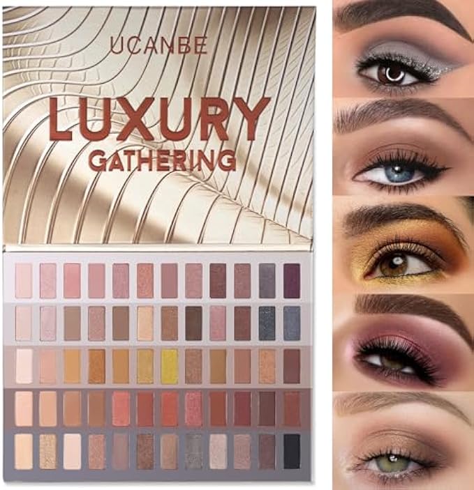 UCANBE 60 Colors Naked Eyeshadow Palette, Warm Neutral Nudes Makeup Pallet, Natural Matte Glitter Shimmer Smokey Eye Shadows Halloween Cosmetic Gift Kit