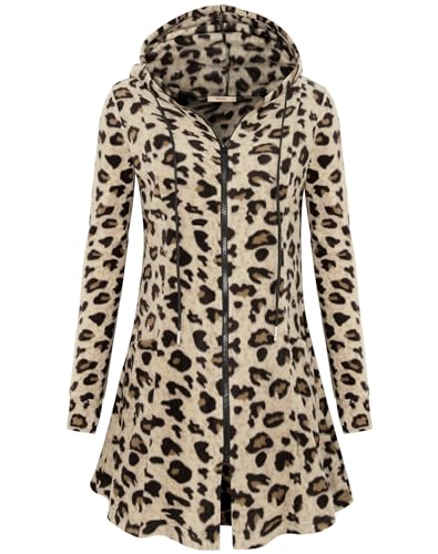 Image of Miusey Womens Zip Up Long Hoodie Jacket Lightweight Tunic Sweatshirt Open Front Cardigan