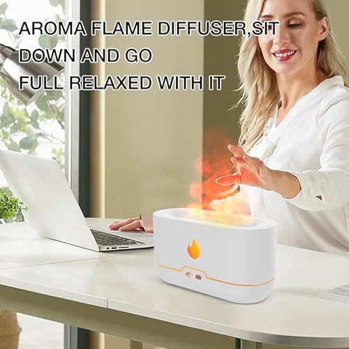 Depoza Flame Diffuser For Essential Oils 240Ml Volcano Humidifier For Home,Room,Yoga Or Gym Aroma Diffusers With Fire (White) #TOP1