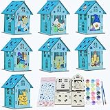 HABDJILTY 7 Pack Wooden Hanukkah Craft Kit Color You Own 3D Hanukkah House Chanukah Crafts for Christmas Classroom Activities Chanuka Art Projiect Ornaments Party Decoration