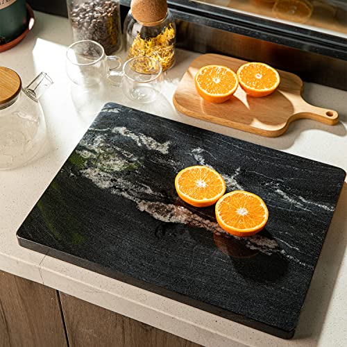 Adolif Natural Black Marble Pastry And Cutting Board, 16X12 Inch With Non Slip Feets, Heavy For Keep The Dough Cool And Chocolate Tempering, Pack Of 1 #TOP1