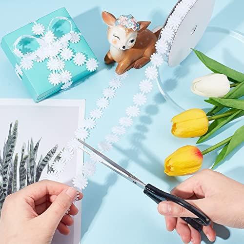 PandaHall 20 Yards Daisy Flower Lace Ribbon Embroidery Lace Trim Polyester Decorative Trimmings for Sewing Crafts Dress Hair Band Bridal Wedding Flowers Valentine Day Decorations, 17mm Wide