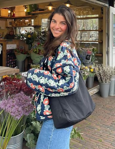 Wyeysyt Women's Cropped Puffer Jacket Lightweight Floral Print Long Sleeve Padded Quilted Puffy Cardigan Coat (Navy-L)3