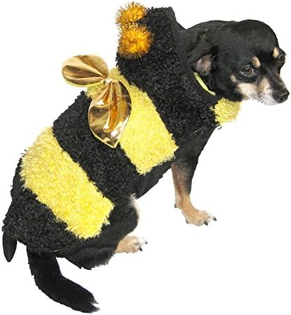 Plush Yellow Bee Dog Costume Bumblebee Pet Outfit XXS