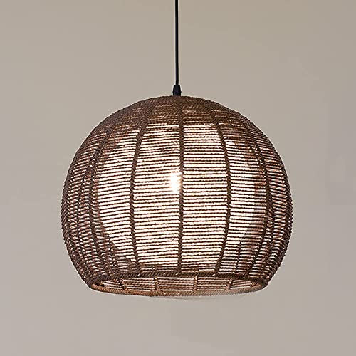 WFZRXFC Natural Hand-Woven Pendant Light Japanese Sisal Rope Chandelier Ceiling