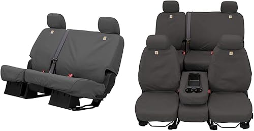 Covercraft Carhartt SeatSaver - Paquete de fundas de asiento personalizadas | 1ª fila SSC3457CAGY y 2ª fila SSC7432CAGY | Compatible con modelos