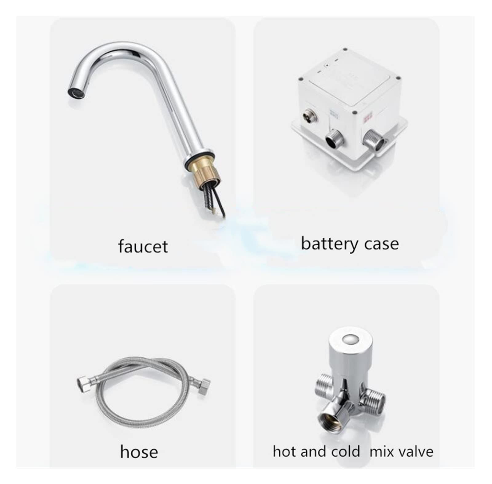 Grifo de Lavabo con Sensor de latón Cromado, Grifo para Lavabo de baño, Grifo de Lavabo de CC Simple, Grifo de Lavabo Vintage, Grifo Mezclador con grúa
