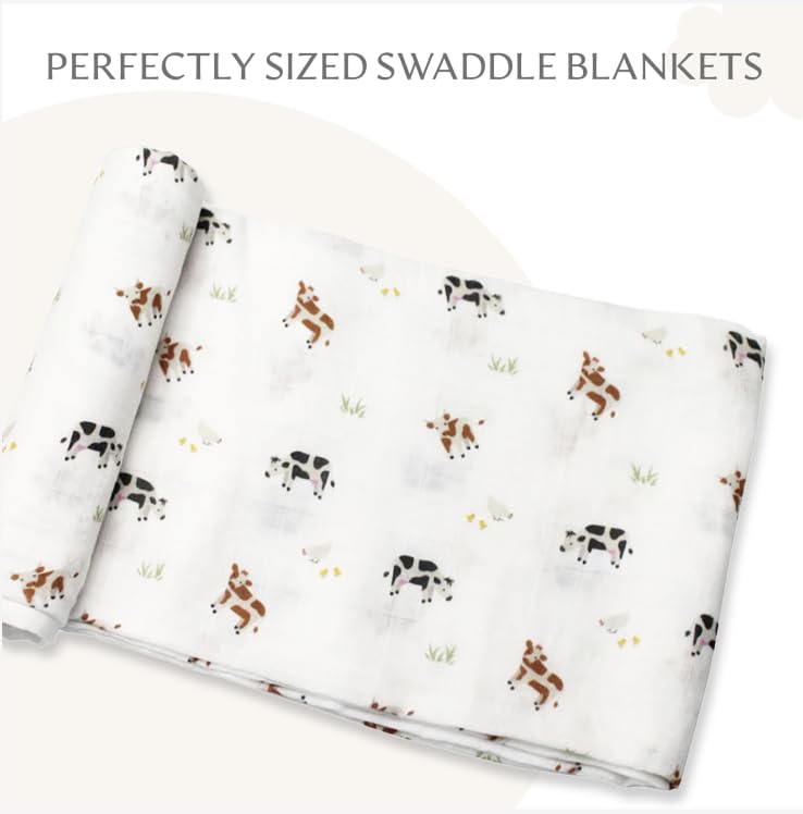 Image of Muslin Baby Swaddle - Breathable Receiving Blankets for Newborn Baby, 70% Viscose derived from Bamboo, 30% Spandex, Imported - Cow