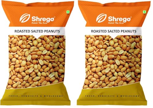 Image of SHREGO Roasted Salted Peanuts, Vacuum Packed 1Kg [HoReCa Value Pack | Grade A Peanuts | Roasted NOT Fried | Rich in Protein & Fibre | Groundnut | Healthy Snack | Singdana | Skin Removed | Fresh | No Artificial Flavour ] (SALTED, 1 KG)