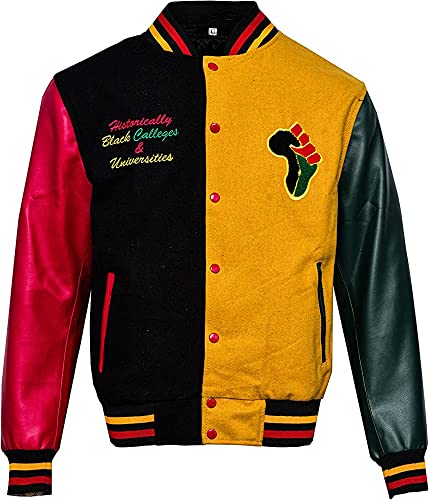 Image of HBCU Pride Letterman Varsity Jacket - Donovan Mitchell Multicolor HBCU Wool Jacket with HBCU Patches