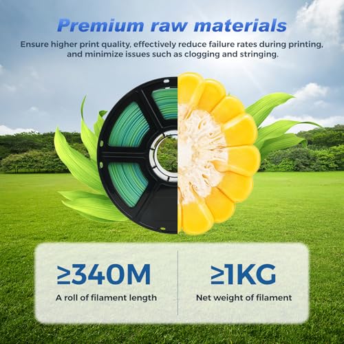 Image of FLASHFORGE Rapid PLA Filament 1.75mm + /- 0.02mm Yellow to Green Gradient, Max 500mm /s High Speed Printing, 3D Printer Filament 1kg(2.2lbs), Changing Colors with Light
