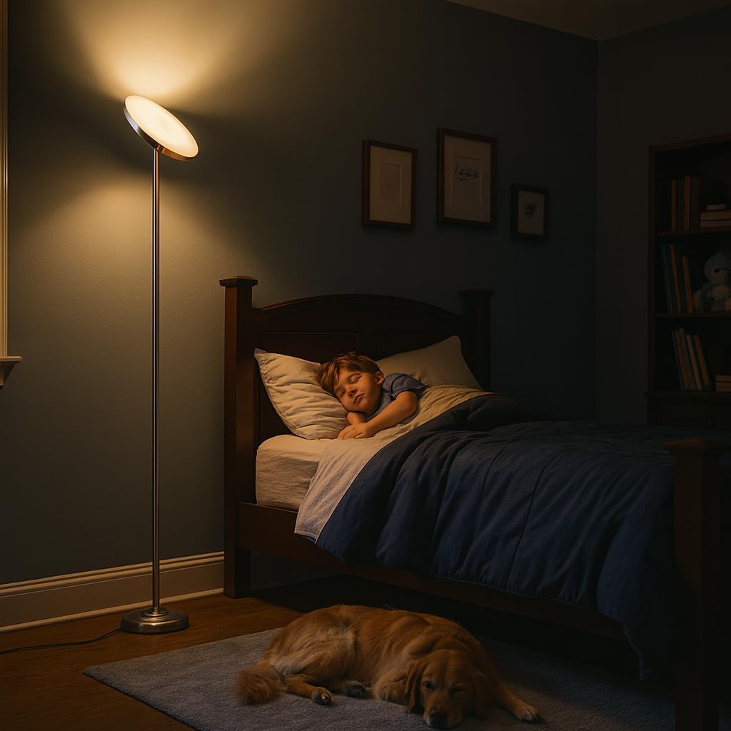 hanaking Floor Lamp, 30W/2600LM Bright Floor Lamp with Remote Control, Stepless Adjust Color Temperatures & Brightness, Torchiere Standing Lamp for Living Room Bedroom Office (Brushed Nickel)