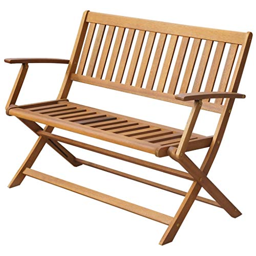 Banco robusto de madera maciza de acacia de 120 cm para exteriores 2