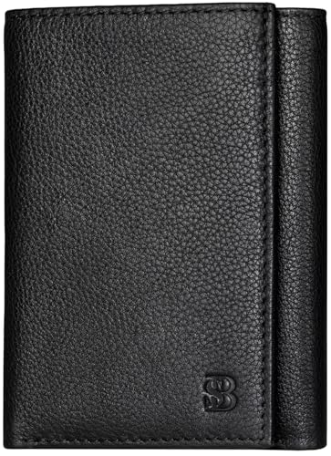 Image of SERMAN BRANDS Trifold Wallet for Men - RFID Blocking Genuine Leather, 11 Card Slots & ID Window, Slim Everyday Carry, Durable Stitching, Gift for Him