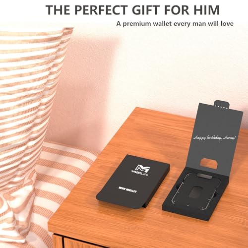 Wallet for Men | Carbon Fiber & Nappa Leather | Slim Aluminum Design | 8 Card Slots + Cash | Magnetic Cover | Gift for Dad, Husband, Boyfriend | Black+ Black2