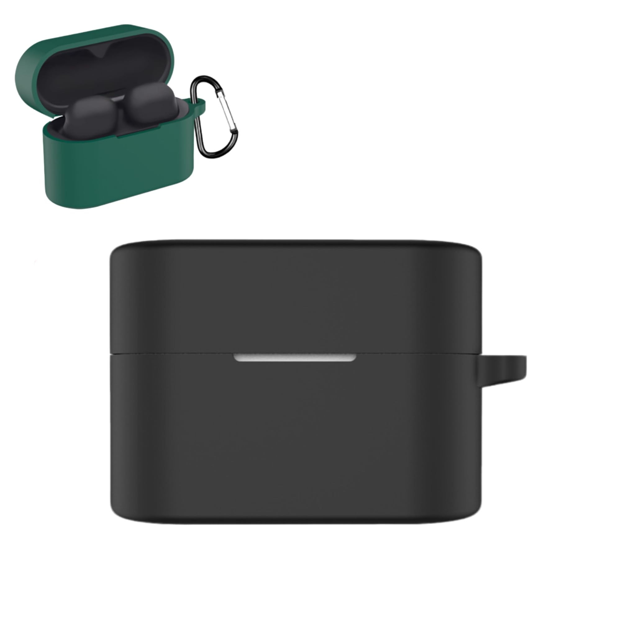 Custodia protettiva in silicone compatibile con Sony WF-1000XM6, custodia in silicone, antiurto, antipolvere, supporto di ricarica wireless, moschettone incluso (nero