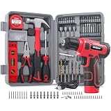 Hi-Spec Caja Herramientas Completa Color Rojo, Maletín Portátil con Atornillador Eléctrico Inalámbrico 8V USB, Kit Herramientas Casa para Reparaciones