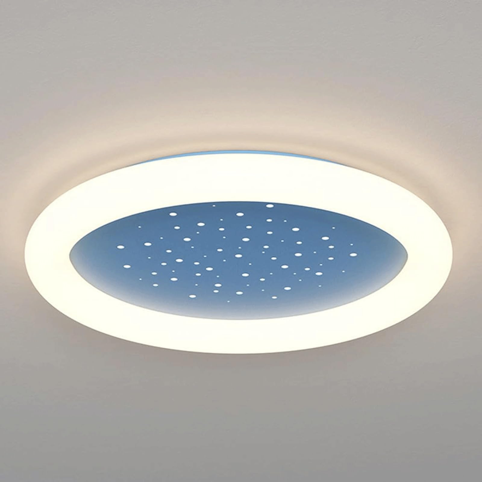 DUddTTW 50W Ceiling Light Fixture Dimmable Ceiling Lamp LED Close to Ceiling Light Round Flush Mount Lighting Chandelier Starry Sky(Blu)