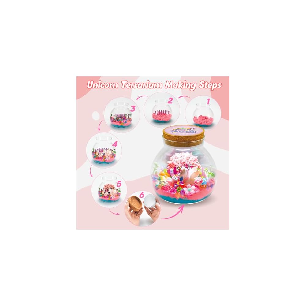 unicorn terrarium crafts kit for girls make your own unicorn night light with 16 modes led remote control birthday gifts creativity diy toys for ages 3 4 5 6 7 8 9 10 3 5 4 6 5 7 6 8 year old kids