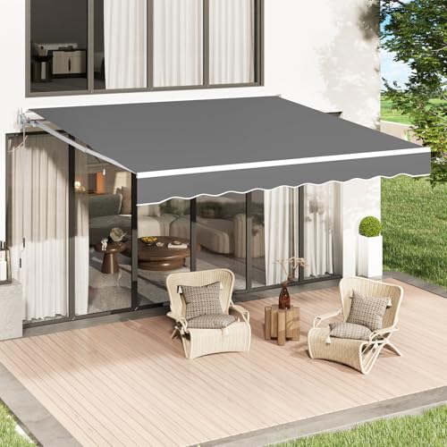 U-MAX Retractable Awning, 10'x8' Manual Awnings for Patio Sun Shade Shelter, Water-Resistant...