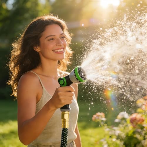 HBlife 150ft Garden Hose, Non Expandable Garden Hose with 10 Function Sprayer Nozzle, Flexible Lightweight Water Hose for Yard, Lawn, Car Wash and Outdoor - Image 6