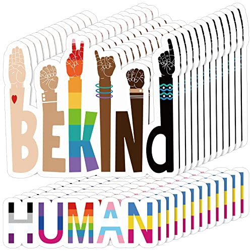 Be Kind Stickers Pride Stickers Human Rainbow Pride Decals for Cars Be Kind Sign ASL Mark Auto Truck Bumper Wall Laptop(24)