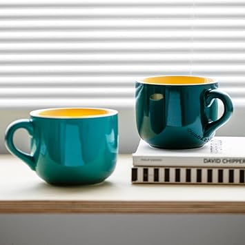 Large Capacity Ceramic Coffee Mug, 22 oz/650 ml Breakfast Mug and Soup Bowl with Handle Extra Large Cappuccino, Tea, Latte or Hot Cocoa Mug for Office and Home Use (Green)