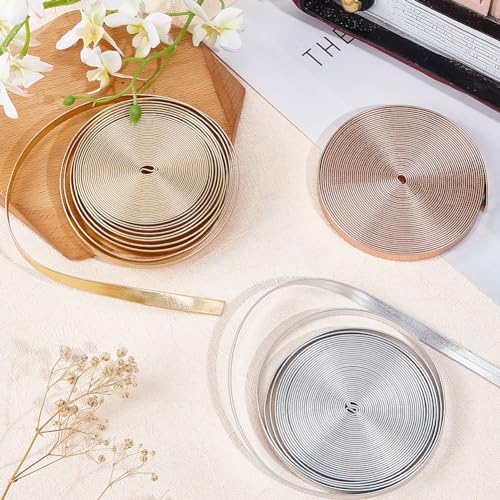 GORGECRAFT 5m x 7mm Flat Metallic Leather Straps Glossy Leather Cord Shiny Pu Lace Strip Beading String Ribbon Crafts Double Sided Faux Supplies Cord for Making Craft Gold - Image 4