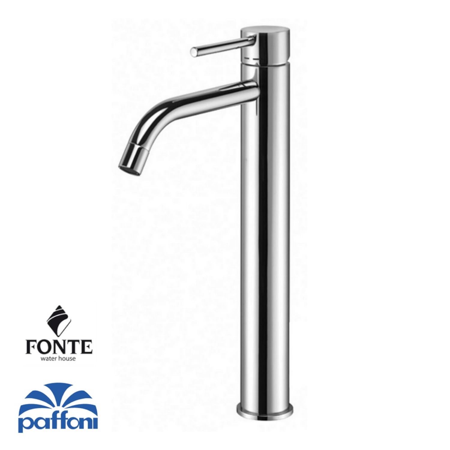 Paffoni LIG081CR Miscelatore Light Fonte, Ottone Cromato | Rubinetto per Lavabo, Prolungato, senza Piletta di Scarico, Design Minimal e Moderno
