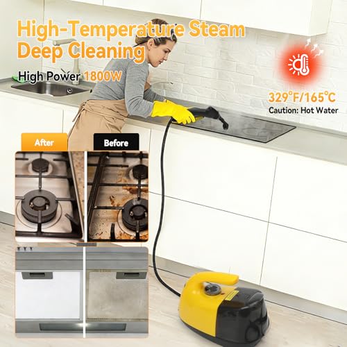 1800-W-Multifunktions-Dampfreiniger, Handdampfreiniger 1,5 m Netzkabel, 329 °F/165 °C Hochtemperatur, 3 Reinigungsstufen, für Auto, Fenster, Küche, Boden, Möbel