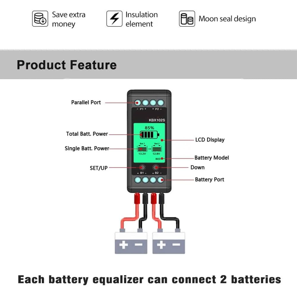 KBX102S Controlador de Voltaje Ecualizador de Batería Monitor de Baterías Balanceador Plomo Ácido Li-Ion Conectar Serie 24 36 48 60 96 V