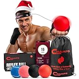 Champs MMA Boxing Reflex Ball Set with Punch Counter App | 4 Balls with Varying Weights, Headband & 4 Spare Strings to Improve Speed, Hand Eye Coordination Training | Boxing Equipment, MMA Gear Gift