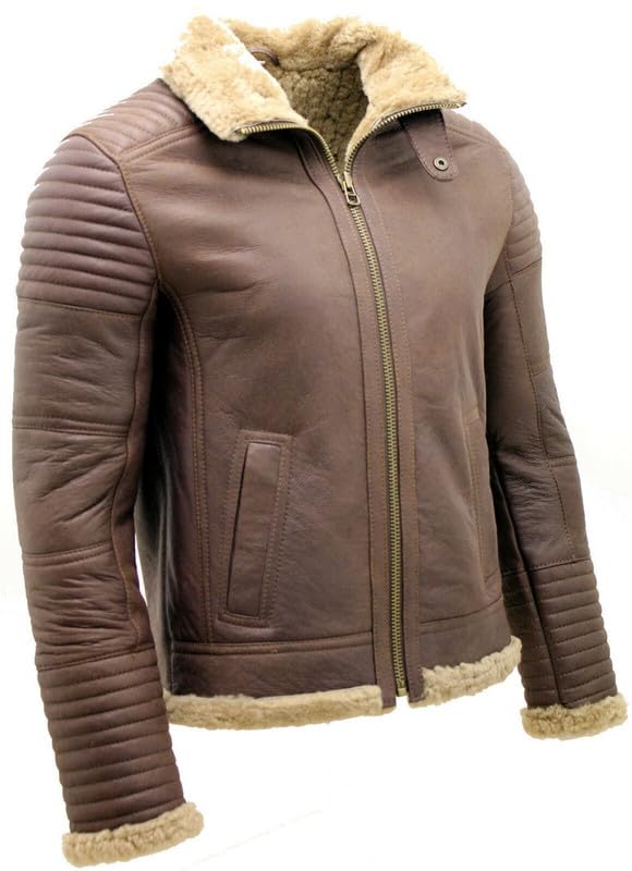 Image of B3 Bomber Real Leather Jacket- Real Shearling Flying Aviator Sheepskin Jacket For Men